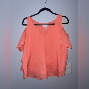 Bisou Bisou Peach Cold Shoulder Blouse